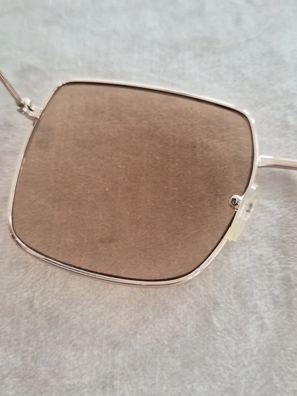 Gold Square Wire Frame Sunglasses with Brown Tinted Lenses